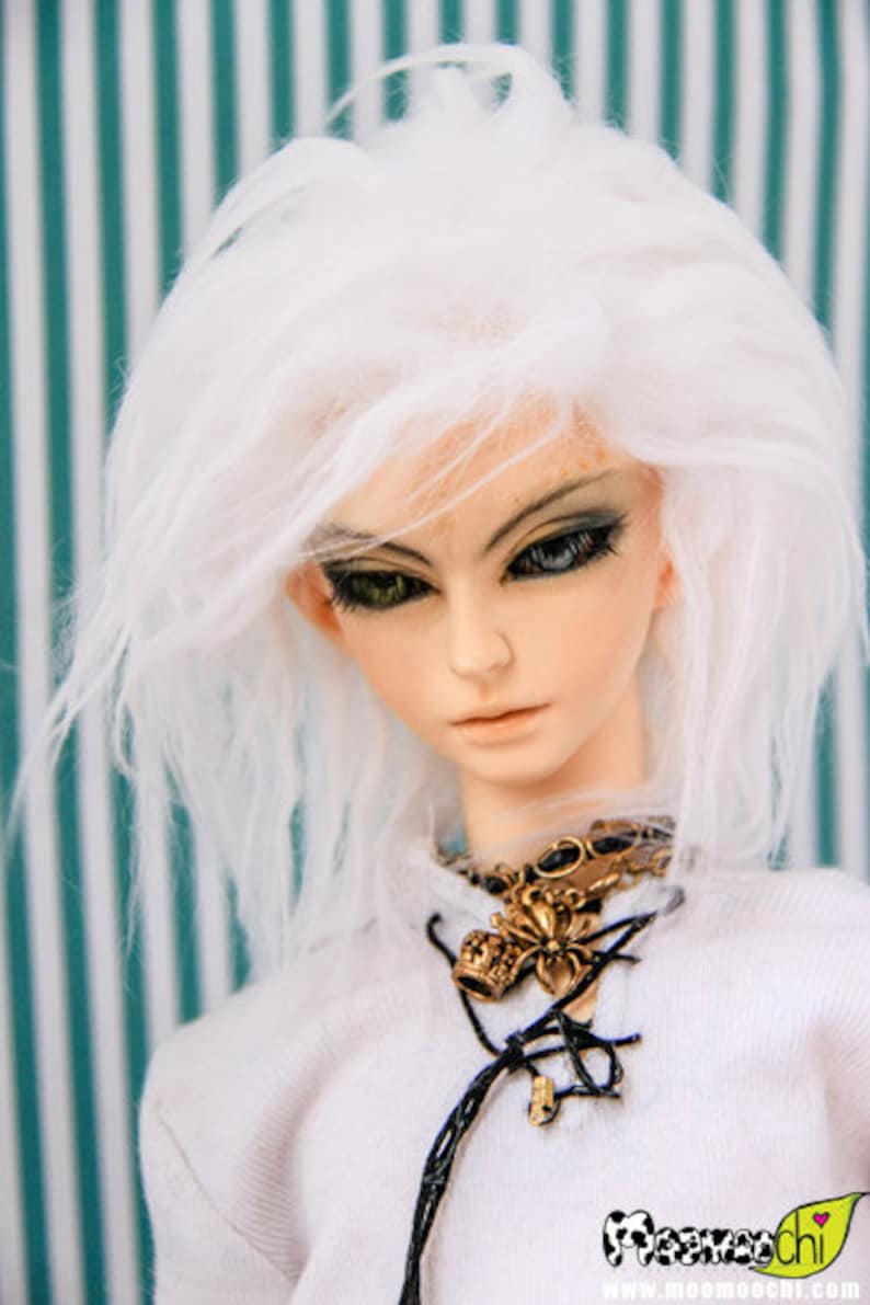 Hidden Dreams™ Long White Color Fur Wig for abjd doll size UNCLE SD MSD tiny yosd Monster High and puki Custom size available image 2