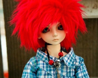 Hidden Dreams™ Puffy Red Color Fur Wig for abjd doll size UNCLE SD MSD tiny yosd Monster High and puki (Custom size available)