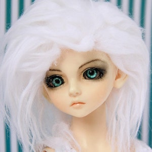 Hidden Dreams™ Long White Color Fur Wig for abjd doll size UNCLE SD MSD tiny yosd Monster High and puki Custom size available image 1