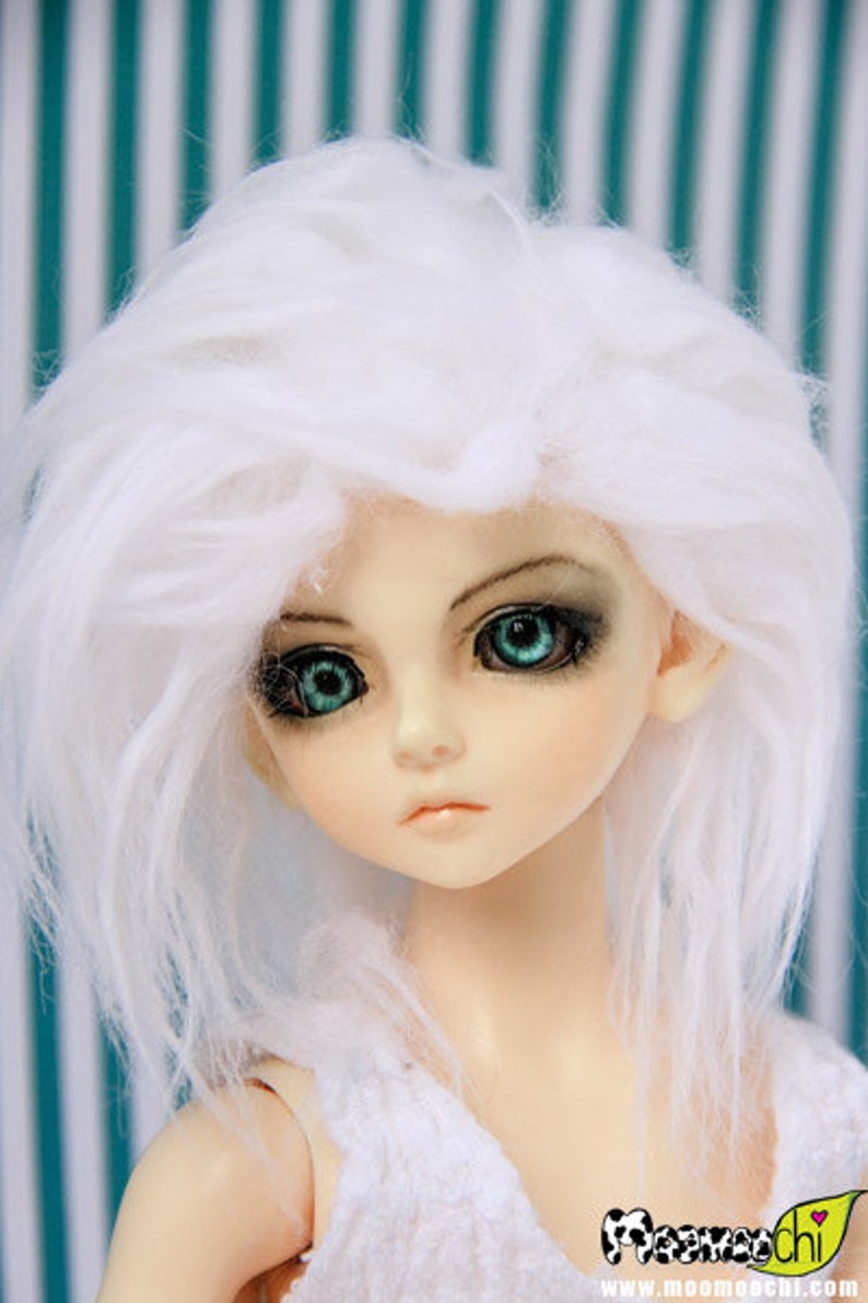 Hidden Dreams™ Long White Color Fur Wig for abjd doll size UNCLE SD MSD tiny yosd Monster High and puki Custom size available image 1