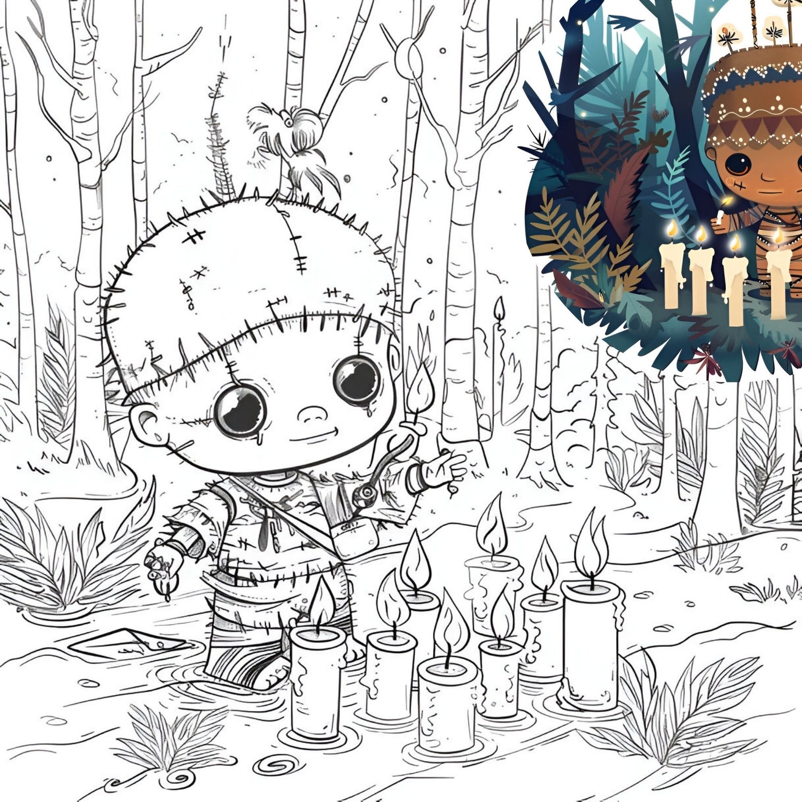 30 Coloring Pages , Cozy Cute Halloween Voodoo Doll Coloring