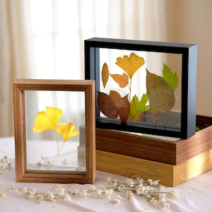 Flower Pressing Frame, Clear Glass Floating Frame, Large Double Side Floating Frame for Flower Leaf, Standing Frame, Rustic Frame Decor