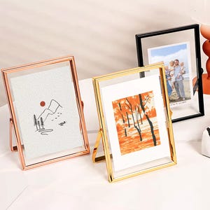 Metal Glass Frame, Double-sided Floating Picture Frame, Art Picture Frames, Pressed Flower Frame, Standing Frame, Frame A4, 6x8, 8x10