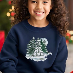 Comfort, Winter, Sweatshirt, White, Snowy Trees, Snow, Cotton, Long Sleeve, Warm, Cozy,