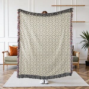 Floral Paisley Print Woven Blanket - 100% Cotton Throw