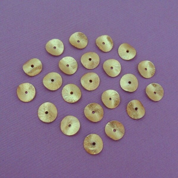 20 Gold Vermeil 8mm Brushed Curved Discs
