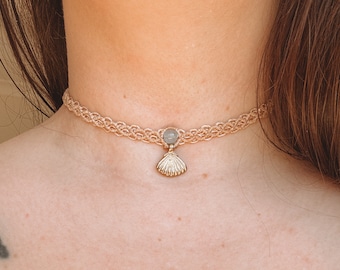 VENUS - Handmade macrame choker necklace, boho jewellery, unique, beach necklace