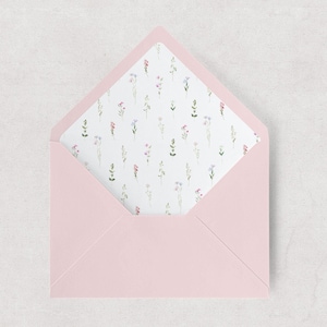 Pastell Wildblumen Umschlagfutter | Printable Hochzeitseinladung Liner PDF | A7 Euro Klappe Kuvert Einlage | Soft Floral Einladung | FP1