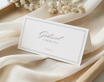 Wedding Place Cards Template, Classic Wedding Name Cards, Minimal Place Card, Tent & Flat Place Cards, Minimalistic Place Cards, Black Tie