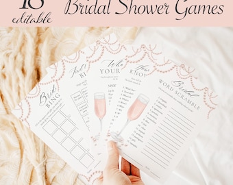 Bridal Shower Games Bundle, Editable Bridal Shower Game Bundle, Bridal Games Pack, Pearls and Prosecco Printable Games Templates | PE1