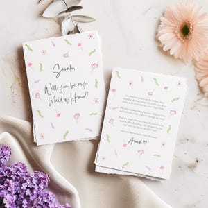 de proposition florale de demoiselle d'honneur | de proposition de demoiselle d'honneur | Mariage printanier pastel | Carte personnalisable et imprimable | 2 tailles incluses
