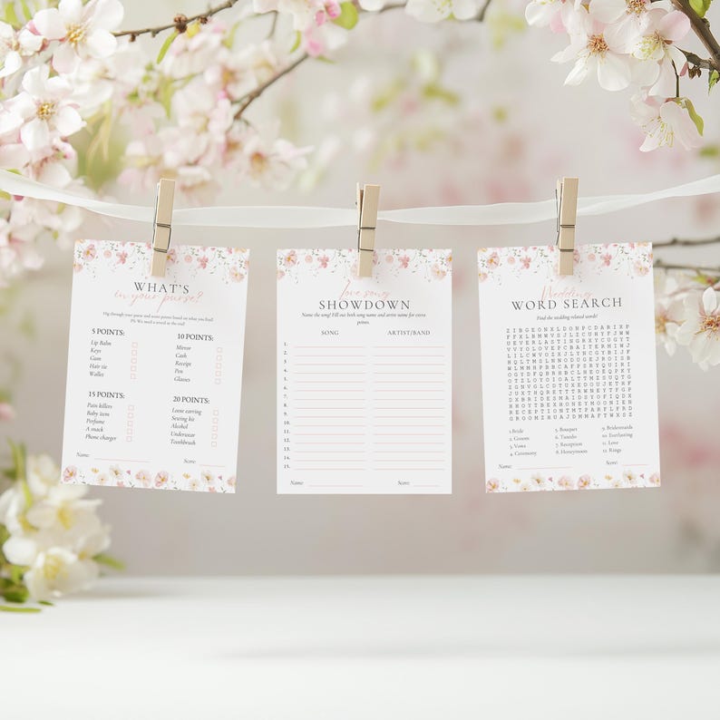 Floral Bridal Shower Games, Editable Bridal Shower Games Bundle, Bridal ...