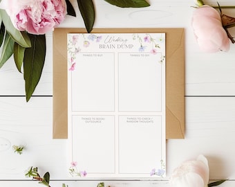 Floral Wedding Planner Brainstorm Notes, Printable PDF, Instant Download Sheet Organizer, Wedding Brain Dump, A4 & US Letter Size | FP1