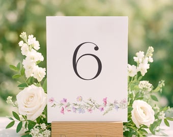 Wildflower Wedding Table Numbers | Square Customizable Digital Template | Wedding Day Decor | Floral Table Number | Pastel Table Decor | FP1