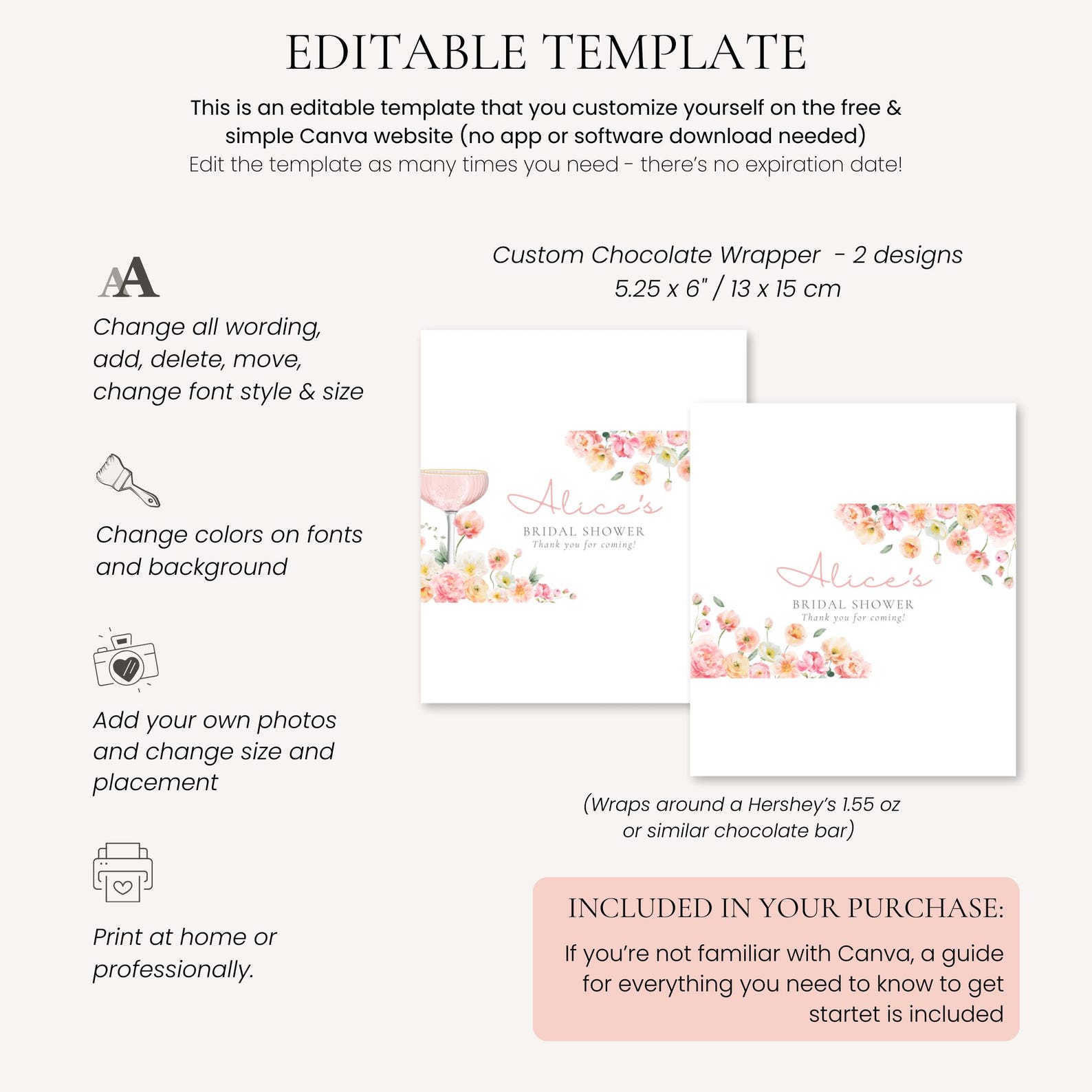 Wildflower Chocolate Wrapper Printable, Candy Bar Wrapper Template ...