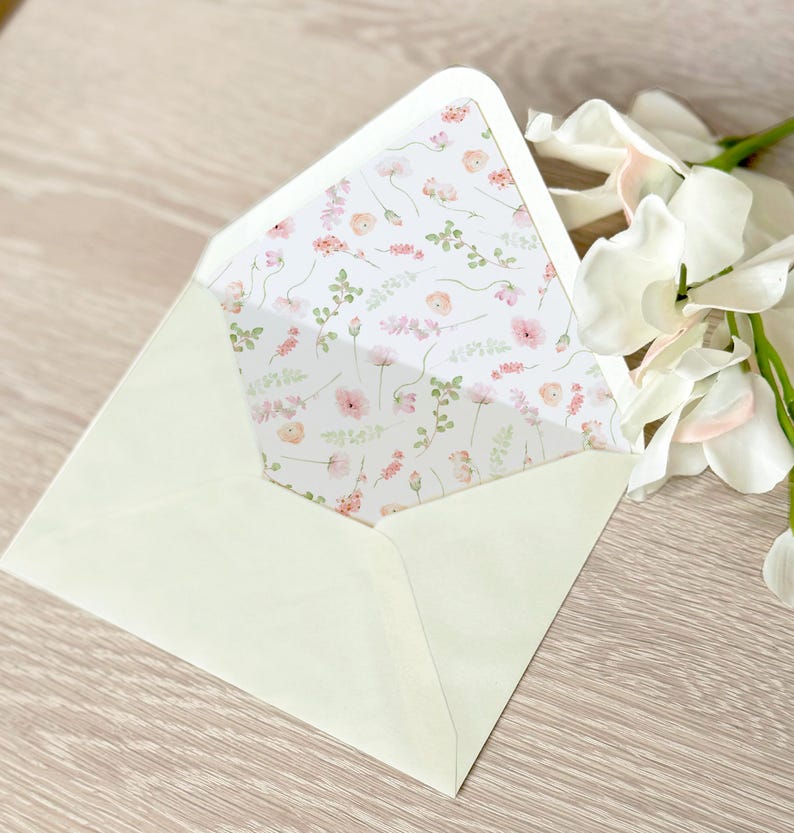 Pink & Peach Envelope Lining | Printable Liner PDF | Wedding Invitation ...