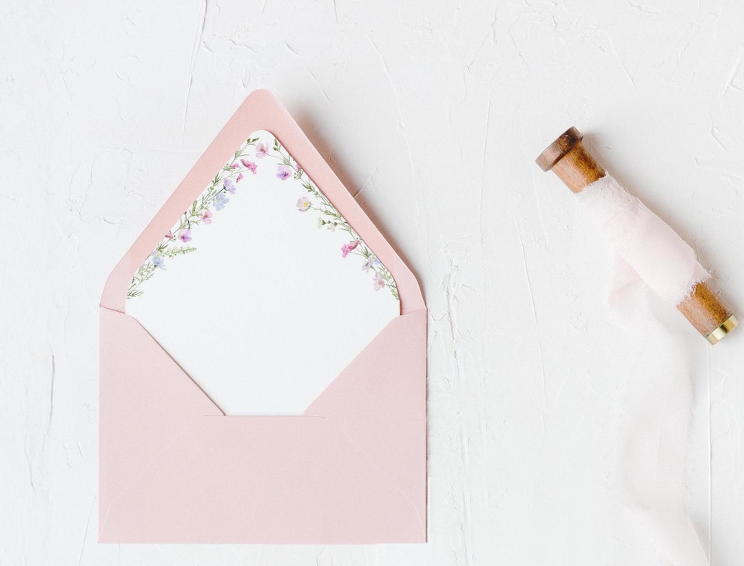 Pastel Wildflower Envelope Lining | Printable Wedding Invitation Liner ...
