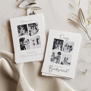 Plantilla de tarjeta de propuesta de dama de honor sencilla / Tarjeta de propuesta de dama de honor / Regalo de dama de honor minimalista / Personalizable e imprimible / 2 tamaños