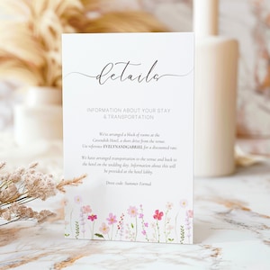 Helle rosa Hochzeitseinladungs-Detailkarte, Pastellhochzeits-Einsatzkarte, druckbare Anpassungskarte, Einladungs-Einschlusskarte, währleister der Einladungskarte