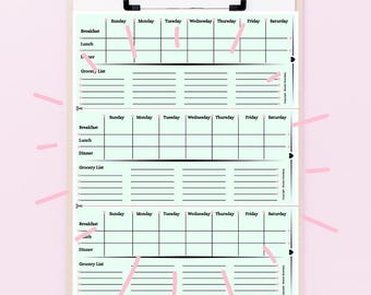 Weekly Meal Planner and Grocery List Printable PDF