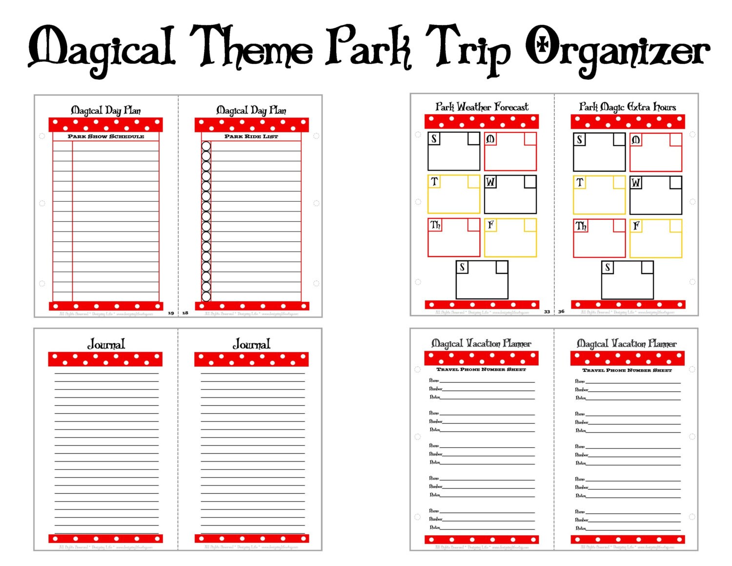 Vacation Planner Magical Theme Park Trip Organizer Mini Etsy