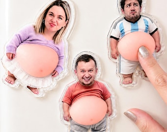 Personalized Dad Squeeze Belly Magnet, Funny Fridge Gift for Dad