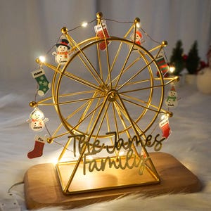 Personalized Family Ferris Wheel, Grandkids Names Christmas Ornament, Custom Night Light