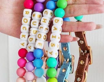 Beaded Dog Colla with Namer: Custom Waterproof Pet ID,Necklace for Puppy & Cat