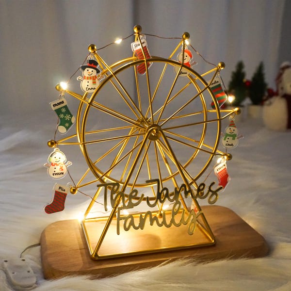 Personalisierte Familie Riesenrad Weihnachtsverzierung mit LED-Leuchten, 2025 Weihnachtsgeschenke