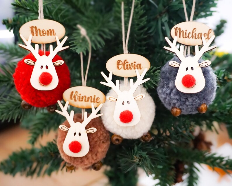 Buy Personalized Red Nosed Reindeer Christmas Ornaments,stocking Name