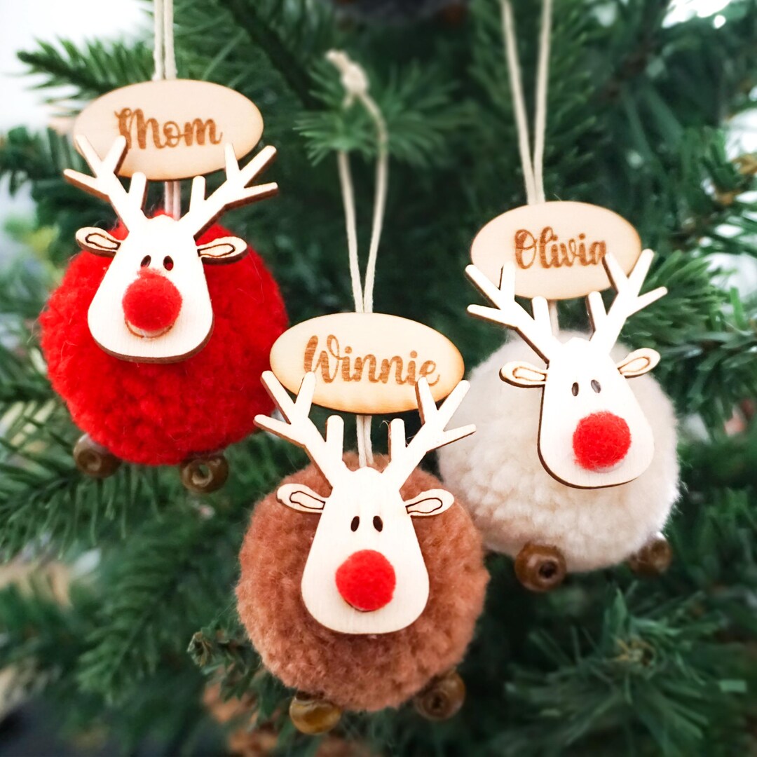 Buy Personalized Red Nosed Reindeer Christmas Ornaments,stocking Name
