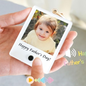 Chaveiro personalizado com som de bebê, chaveiro de couro, presente de aniversário para o pai, presente de dia dos pais, presente de gravação de voz