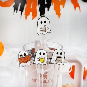 Halloween Straw Cover | Gift For Halloween | Ghost Straw Topper Halloween Spooky Stanley Accessory | Straw Topper for Tumbler | Straw Cap