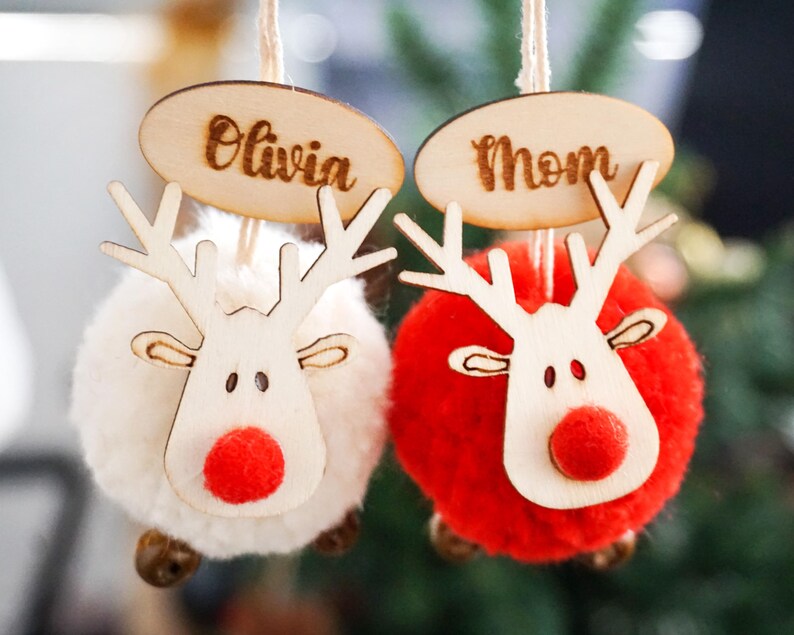 Buy Personalized Red Nosed Reindeer Christmas Ornaments,stocking Name