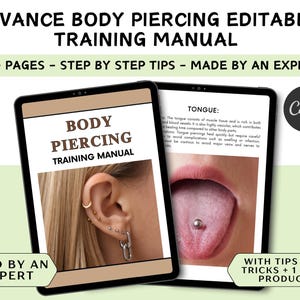 Body Piercing Editable Training Manual - Full Editable Body Piercings Guide Canva Edit - Ear Piercing - Beauty Training Resources,