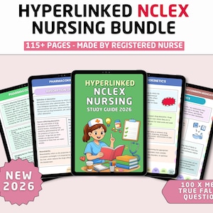 NUOVO pacchetto completo di guide allo studio NCLEX: appunti di infermieristica, con collegamenti ipertestuali (download digitale)