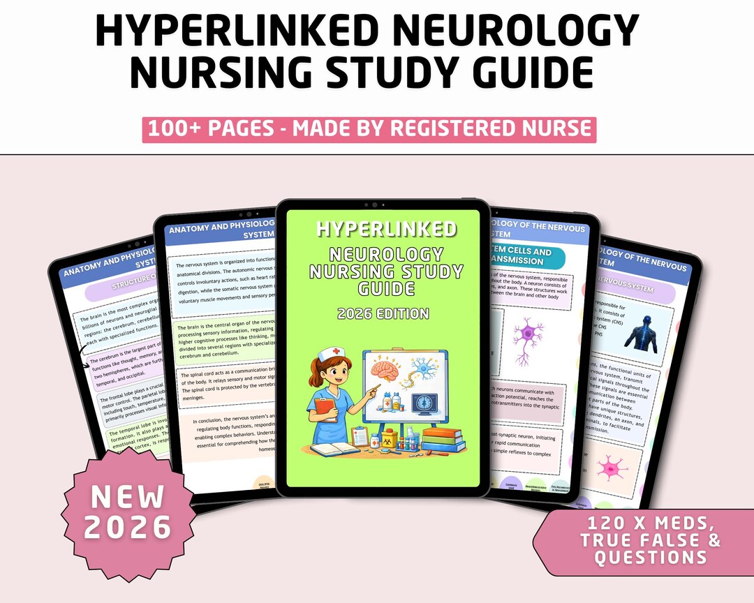 Nervous System Notes: Hyperlinked Neuro Nursing Study Bundle (digital ...