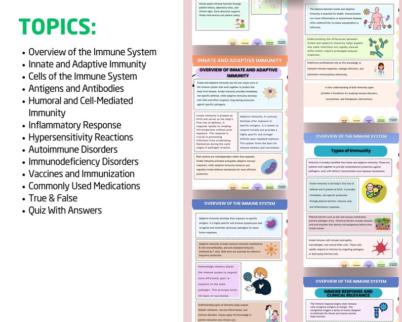 Immunology Nursing Notes: Immune System Study Guide (digital HYPERLINK ...