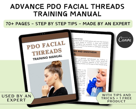 PDO Facial Threads Training Manual: Beginners Thread Lifts (Editable Canva)