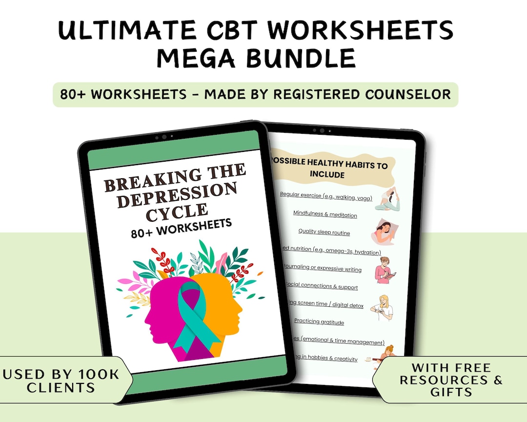 CBT Worksheets Mega Bundle, Coping Skills Tools (digital Download ...