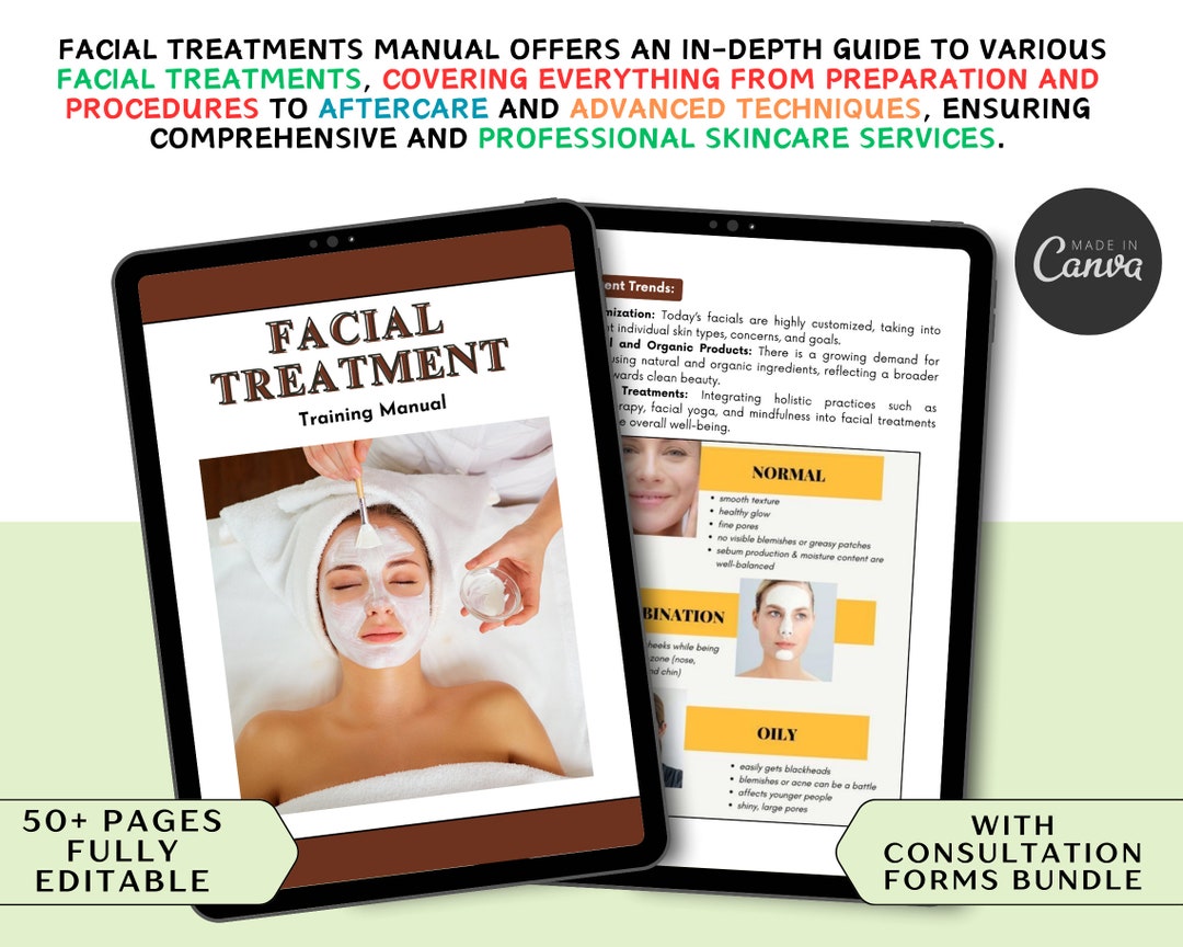 Facial Treatments Training Manual: Skincare Course, Beauty Guide (canva Editable) - Etsy
