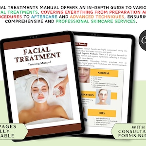 Facial Treatments Bible Printable Manual Template Training Facial Canva Editable Course Ebook Tutorial Beauty Trainer Educator Learn Guide