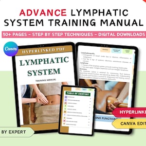 Manual de entrenamiento del sistema linfático: masaje, drenaje, anatomía, con enlaces (2026-27) (libro electrónico editable en Canva)