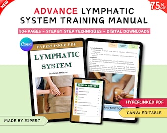 Lymphatic System Training Manual: Massage, Drainage, Anatomy, Hyperlinked 2026-27 (Canva Editable Ebook)