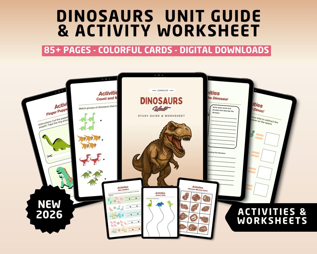 Dinosaur Unit Study Homeschool Fall Activities Worksheets, 80+ Pages ...