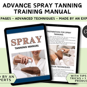 Spray Tanning Manual Canva Editable Done for You Tan Training Course Ebook Tutorial Step by Step Lesson Trainer Educator Student Learn Guide