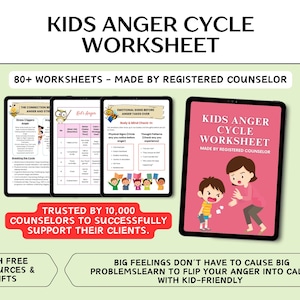 The anger cycle workbook, anger journal, anger iceberg, anger management, therapy office decor, social emotional learning, counselling