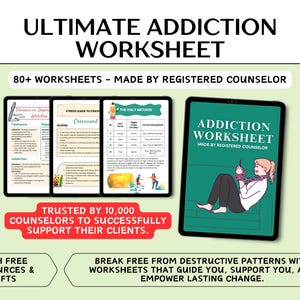 Addiction Worksheets, CBT Tools, Sobriety Planner, Relapse Prevention Plan, Substance Use Counselor, Addiction Recovery for Adults