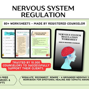 Nervous System Regulation Workbook, Somatic Exercise Polyvagal Theory Ladder Vagus Vagal Nerve Therapy Techniques Worksheets Co-regulation