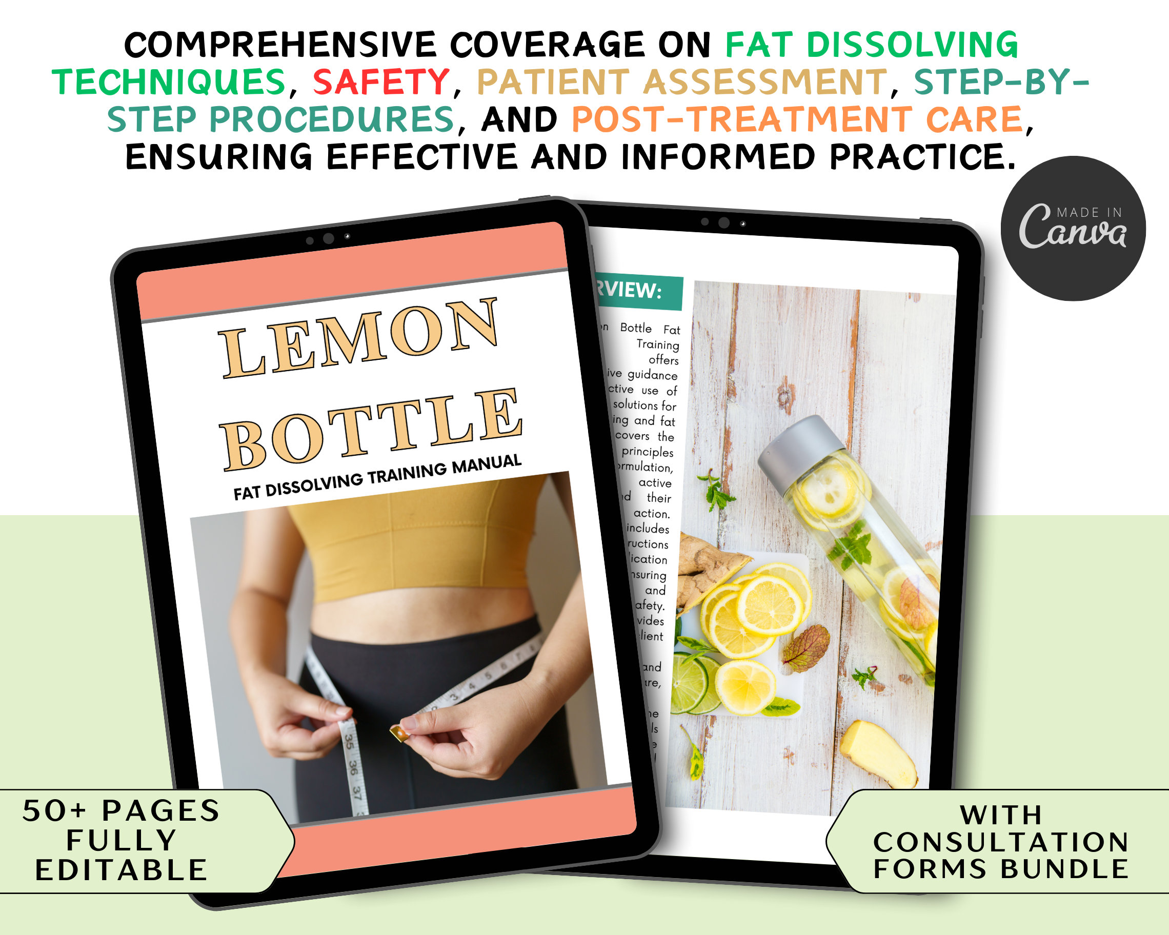 Lemon Bottle Fat Dissolving Training Manual: Lipolysis & Mesotherapy (edit  in Canva)